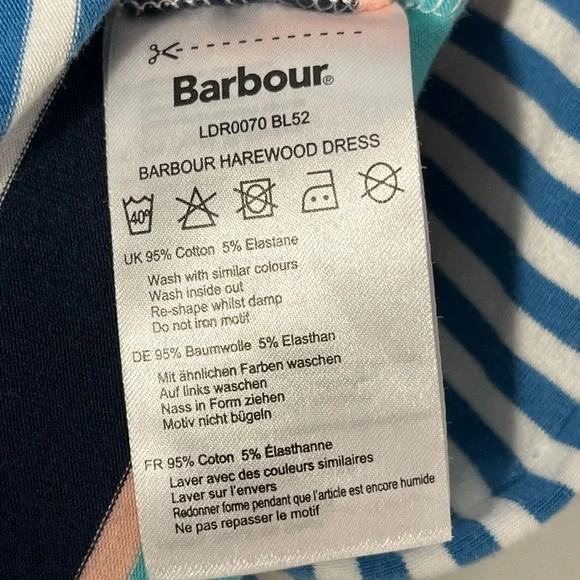 Barbour Harewood Striped Jersey cap sleeve Dress Size 6 - Picture 3 of 6